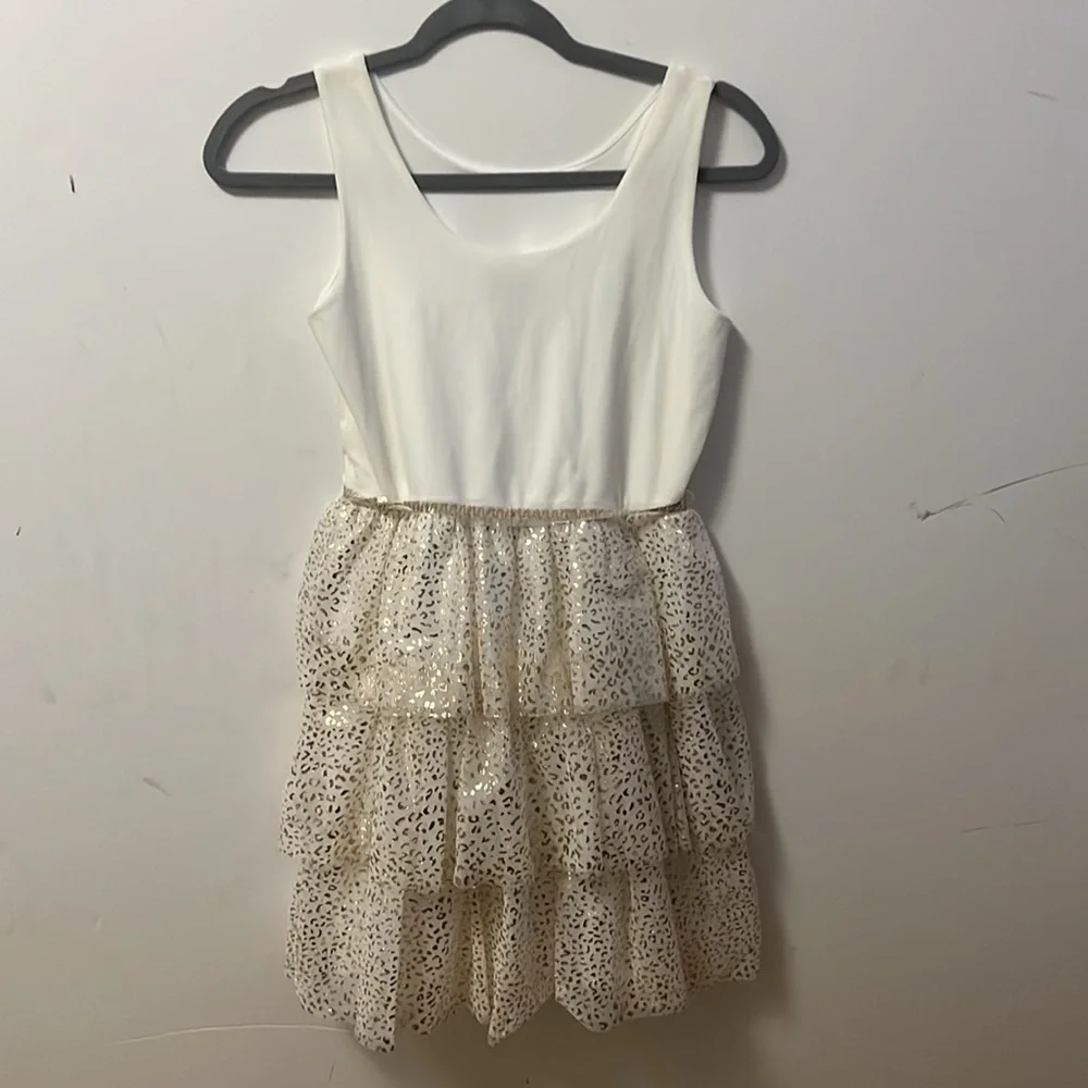 THE CHILDREN’S PLACE KIDS ELEGANT TIERED GOLD & CREAM DRESS SIZE‎ 10/12